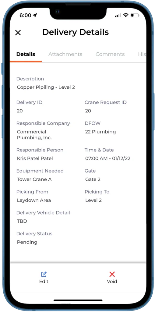 Follo App on iPhone showing Delivery Details