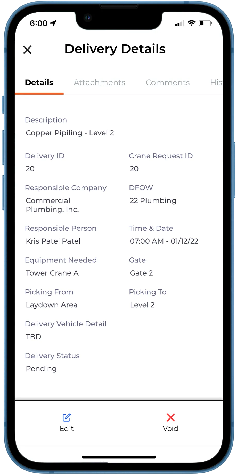 Follo App on iPhone showing Delivery Details