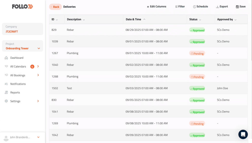 Reports Delivery Screen