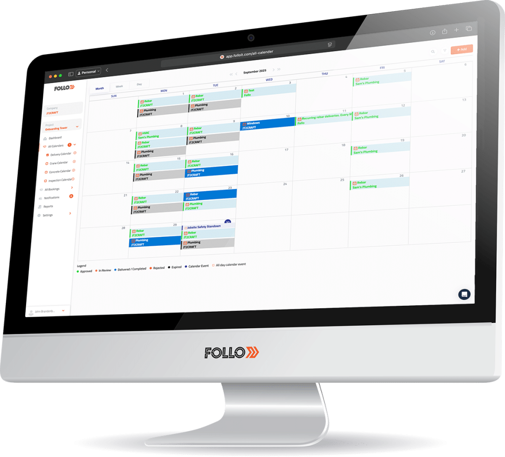Delivery Calendar on Desktop